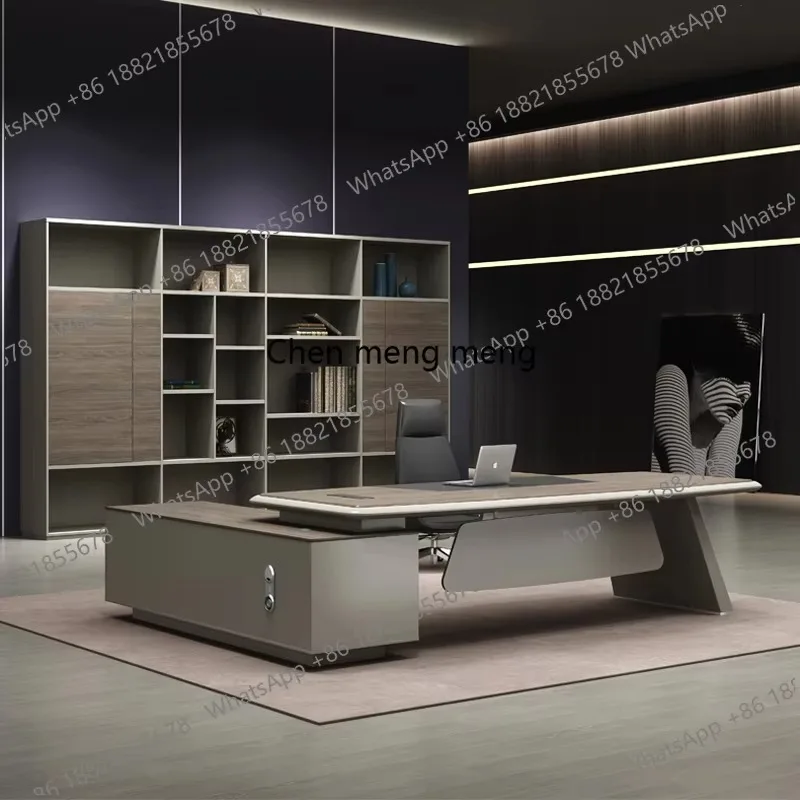 RR Shaped President Manager Desk Gaming Organizer Computer Standing Office Tables Computer Sedentary Workshop Writing Furniture