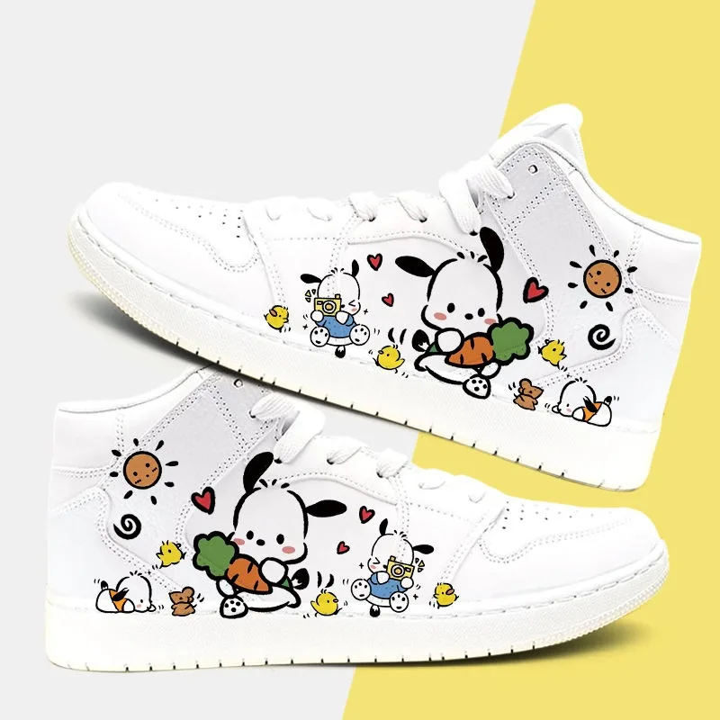 

New Cute Pochacco Sakura co-branded cartoon Sanrio Kawaii peripheral hand-painted modified casual anime sneakers holiday gift