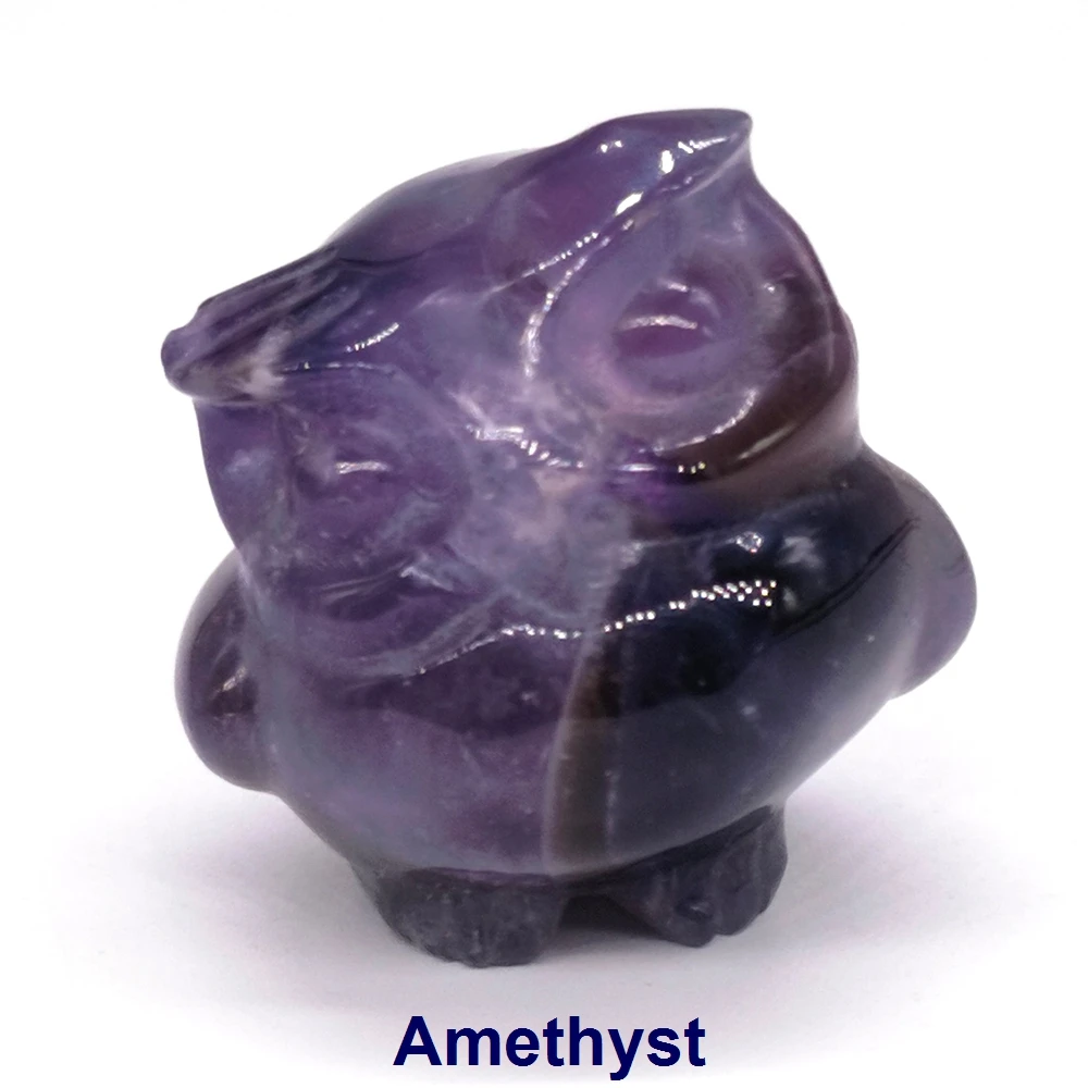 

1.5" Natural Jade Crystal Owl Figurine Crystal Healing Semi Precious Stone Quartz Animal Handicraft Bird Statue Home Decor Gift