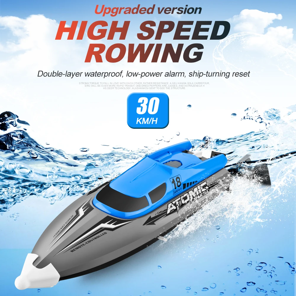 RC Boat 2.4GHz 4 Channel 370 motor RC Racing Boat with 30KM/H High Speed IPV7 waterproof Remote Control Boat for Kids Adults