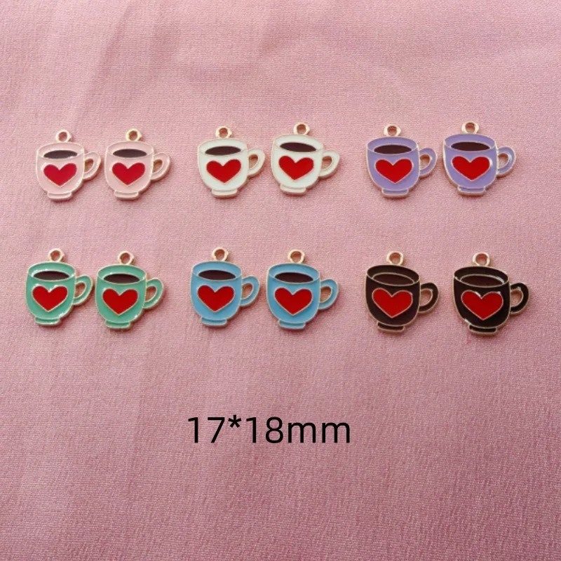 12pcs Colorful Drip Oil Love Coffee Pendant Small Accessories Decoration Creative DIY Bracelet Necklace Earring Pendant - view 6