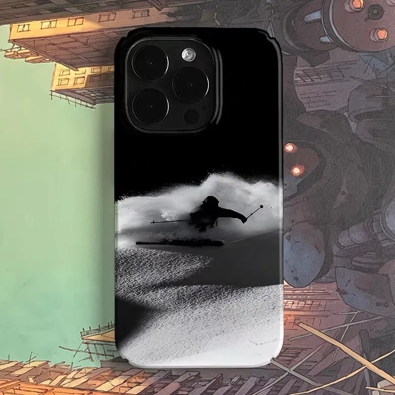 

Ins Black Solitary Surfing Phone Case for IPHONE 17 Air 16E 15 PROMAX 14 Plus 13 12 MINI 11 PRO 16Plus XR XS Acrylic Phone Cover