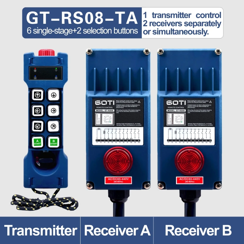 GOTI Wireless Remote Control GT-RS08-TA 6 Single Operating Buttons + 2 Buttons Responsible for Select Receicer 2TX and 2RX