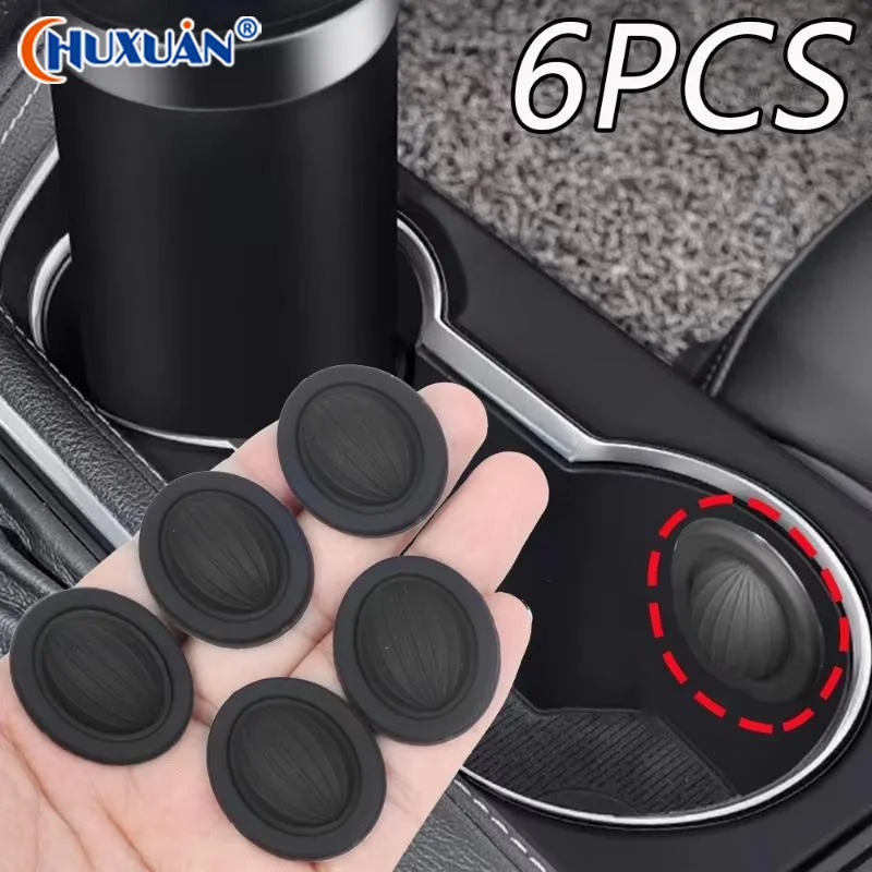 3/6PCS Car Water Cup Groove Silicone Pad Auto Mounted Shock Absorber Water Cup Limiter Universal Anti-collision Noise Reduction
