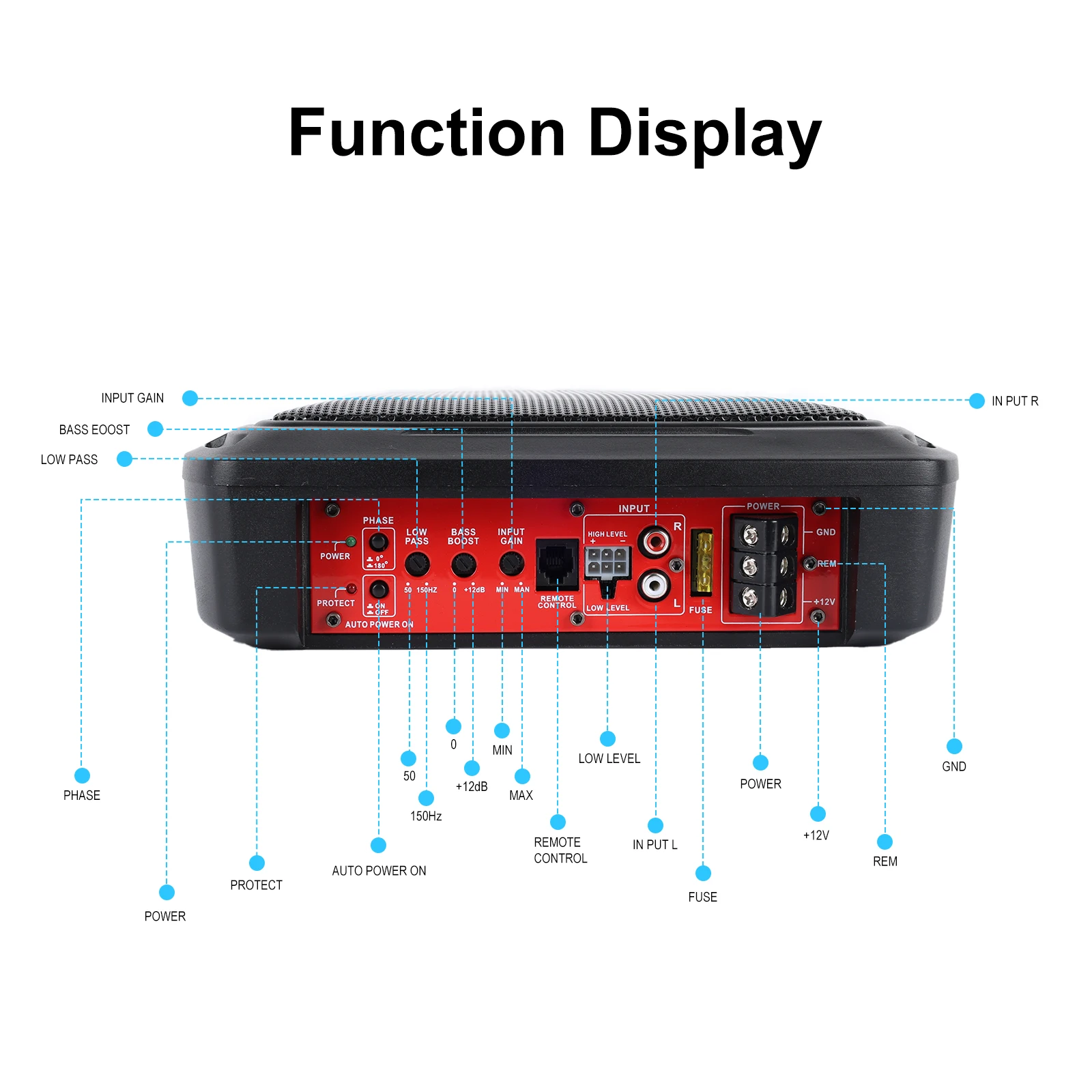 Podofo-AMPLIFICADOR automático de 1000W para coche, Subwoofer de Audio para vehículo de alta potencia, música pura baja, altavoces para debajo del asiento