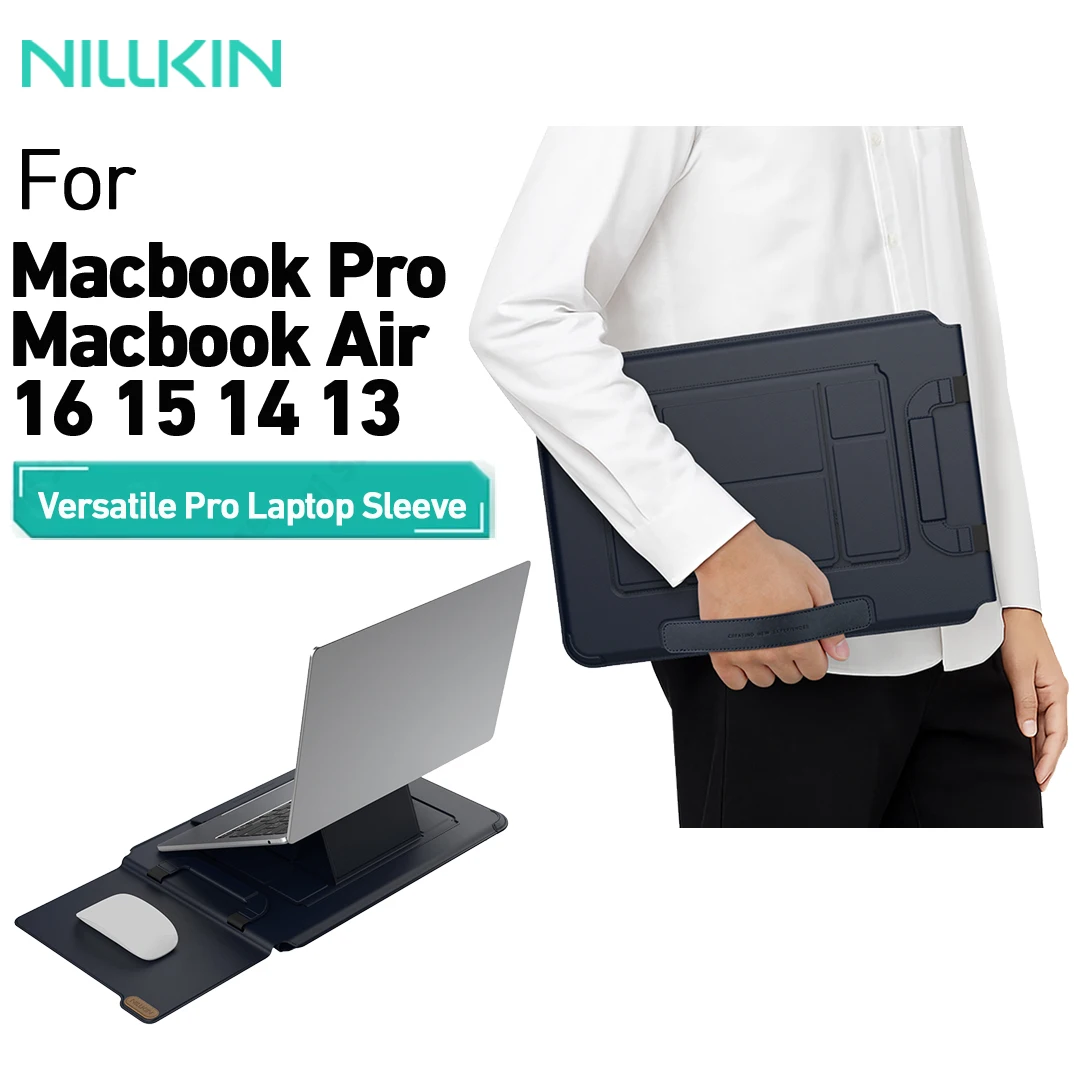nillkin-versatile-pro-laptop-sleeve-for-macbook-pro-air-vegan-leather-foldable-stand-magnetic-handle-shockproof-lightweight