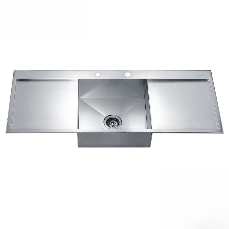 Estante para lavabo de verduras con doble drenaje, fregadero de acero inoxidable 304 hecho a mano, individual