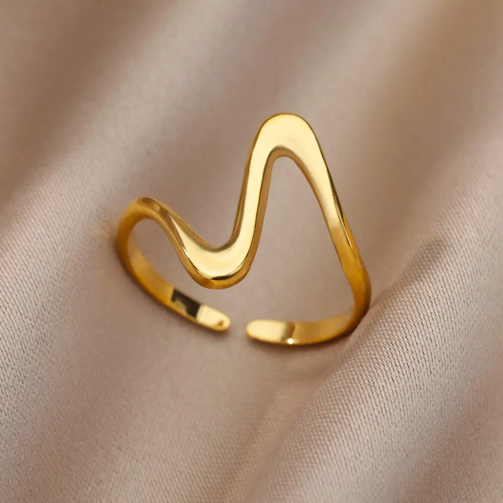 Edelstahl Chunky Breite Ringe Für Frauen Vintage Gold Farbe Geometrische Open Finger Ring Mode Minimalistischen Schmuck Geschenk Femme