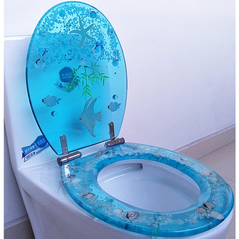 Beautiful resin toilet seat U/V/O type household universal stainless steel slow-down toilet seat silent thickening