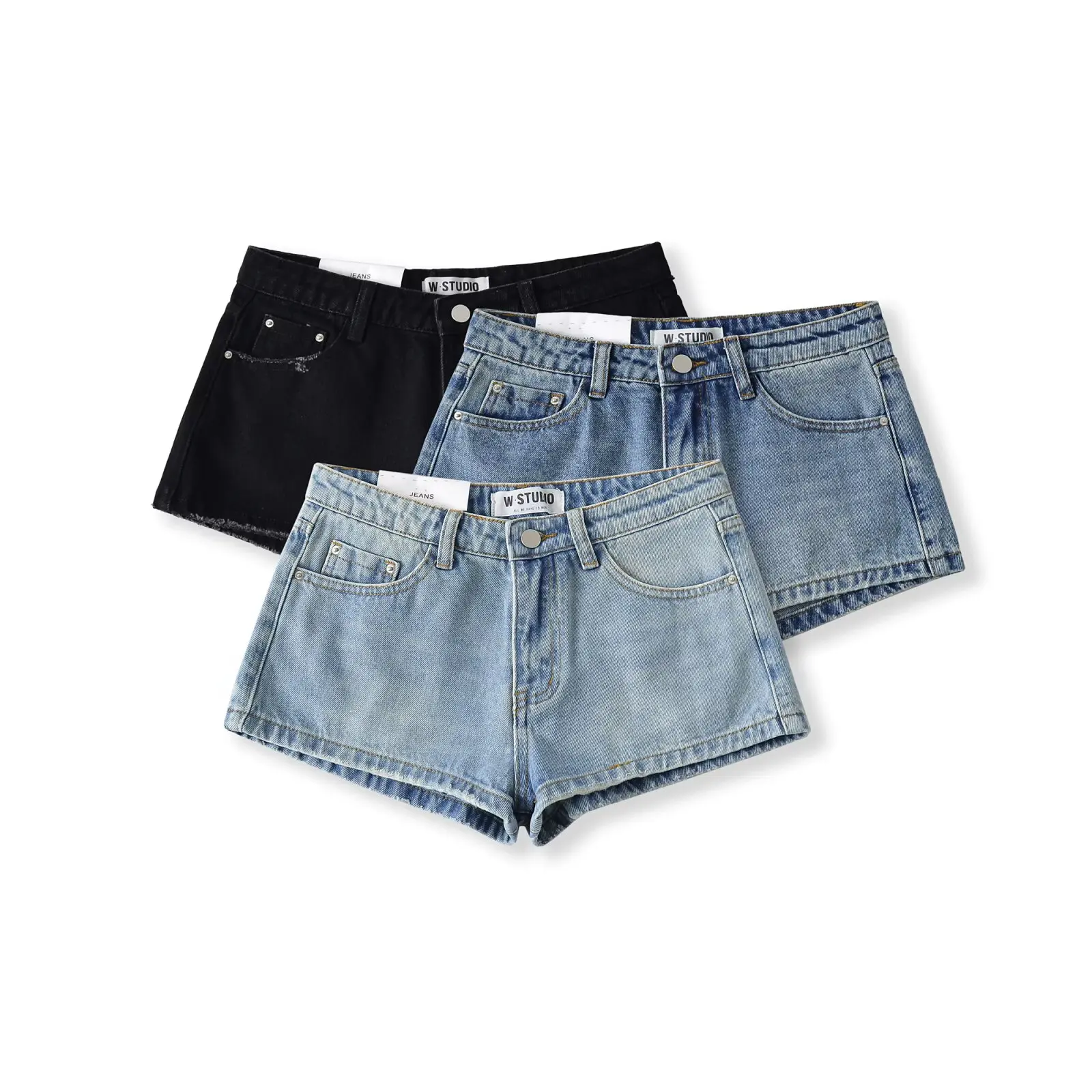 Sexy Low Waist Distressed Denim Shorts American Style Hot Girl Vintage Look Summer Shorts Show Figure Pocket Details Casual S...