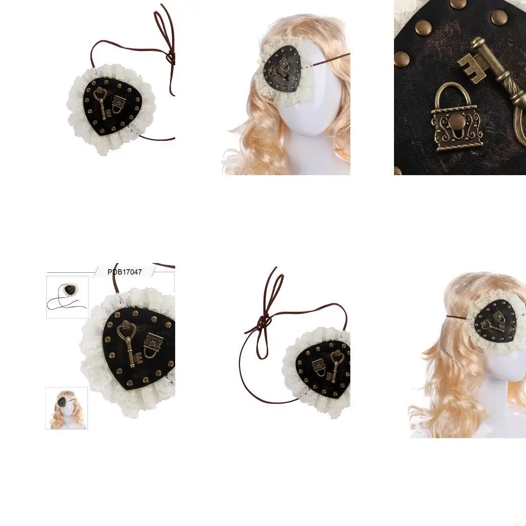 

68UA Steampunk Gothic Pirate Eye Patches Vintage Design Lace Photography Eye Accessory For Costume Role Play