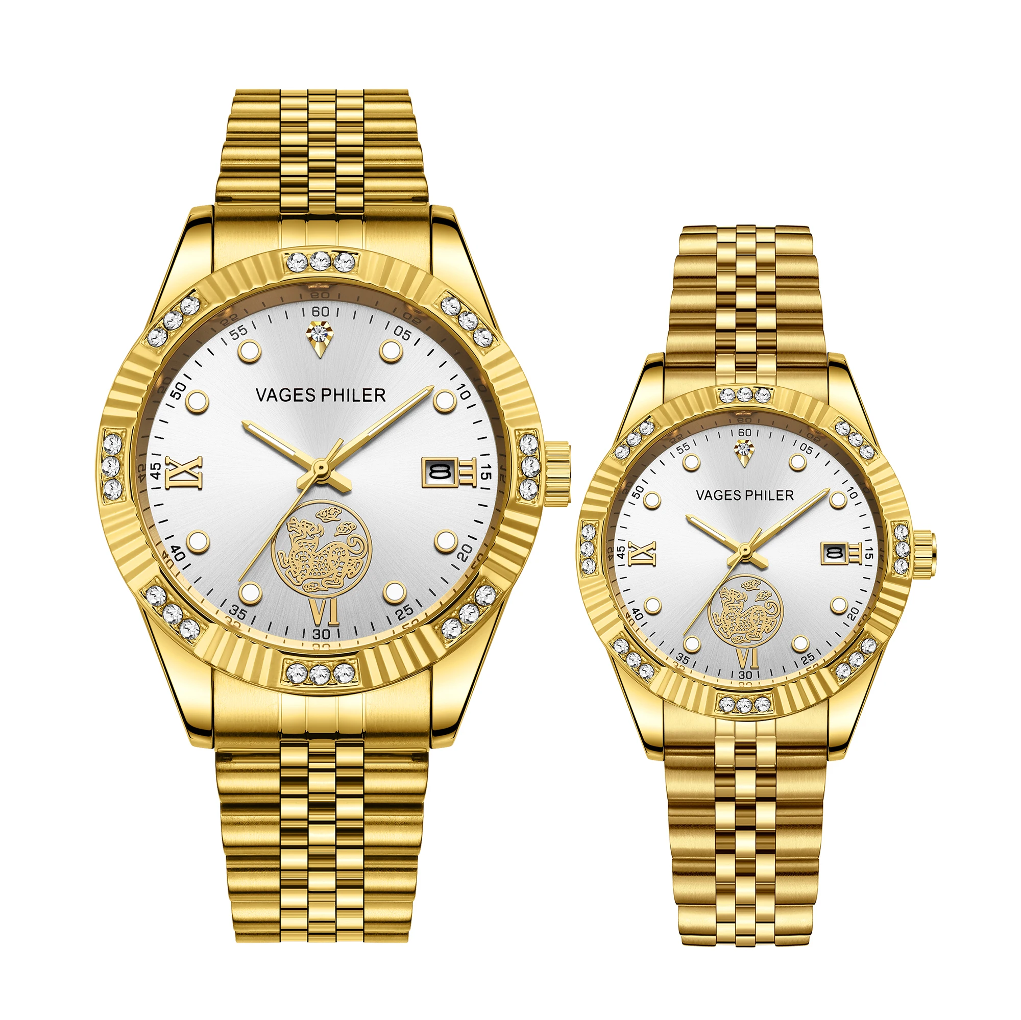 

Механические часы VAGES PHERLERCouple: модные и изысканные, в роскошном стиле, идеальный подарок на праздник, водонепроницаемые наручные часы со стальным браслетом