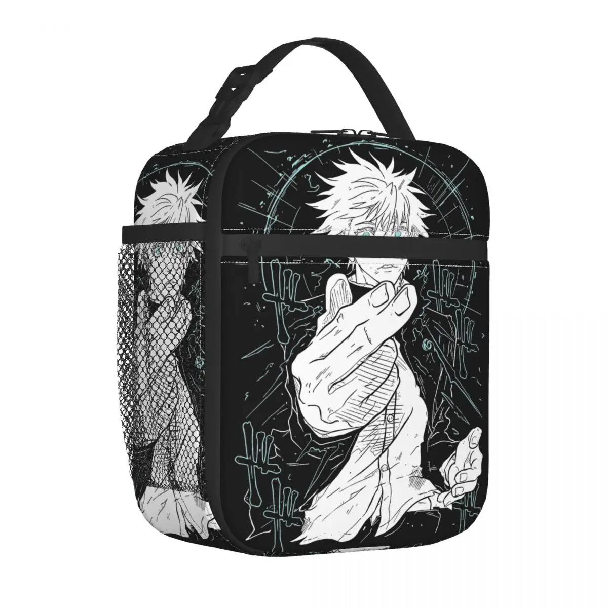 JJK Anime Gojo Satoru borsa termica per il pranzo contenitore termico per pasti Tote ad alta capacità Lunch Box borse per la conservazione degli