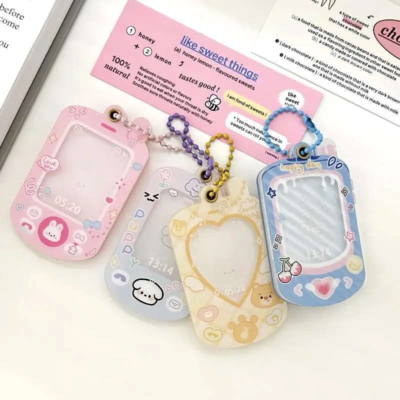 Cartoon Dog Acrylic Photocard Holder Transparent Idol Card Display Protector Scratch Resistant Decor for Office Desk Gift