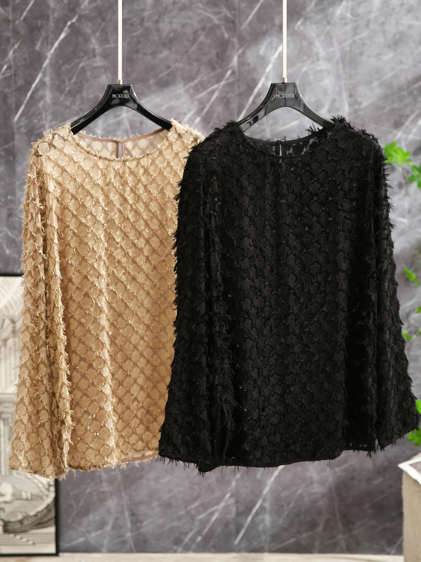 

Silk Shawl Collar Loose Fit Long Sleeve round Neck Shirt Korean Style Commute Fashion Breathable Lightweight Asymmetrical Dec...