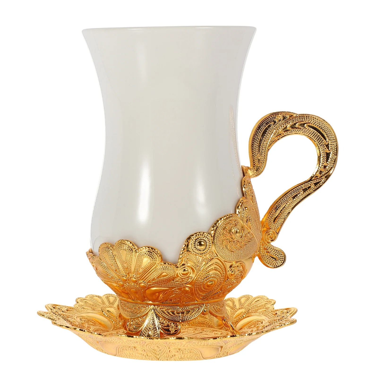 

Vintage Ceramic Turkish Coffee Cup Saucer Set Luxurious Lace Design Material Enhance Your Dining Experience