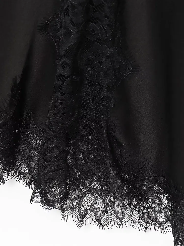 NLZGMSJ femmes Sexy dentelle Satin licou longue robe asymétrique ourlet robe nouveau 2025 mode vacances robes de fête