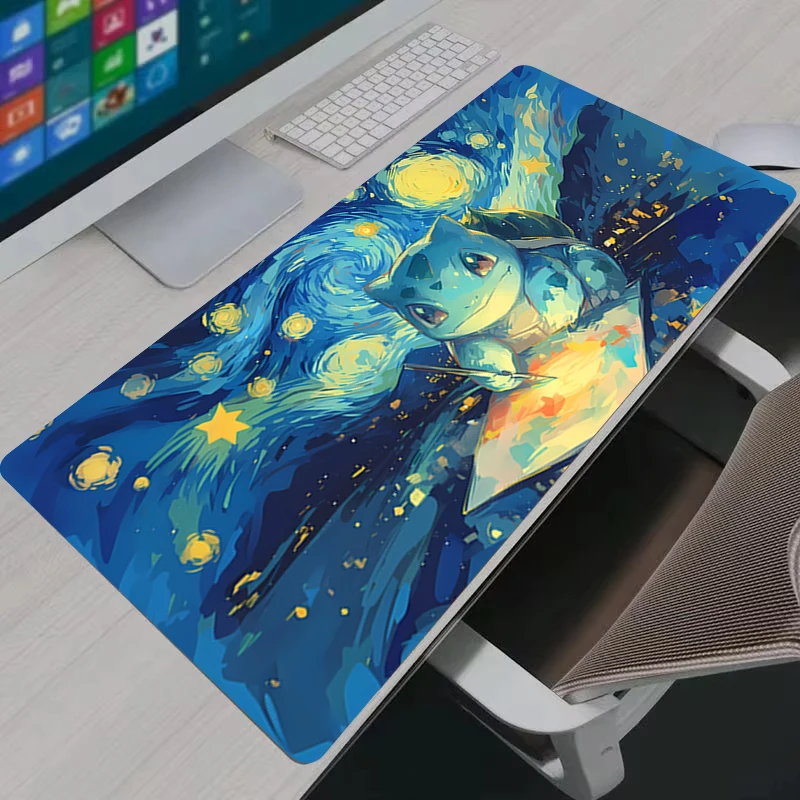 Mouse Pad Gaming Accessories Lock Edge Extended Desk Mat Gamer Rubber Mousepad Anime P-Pokemon Bulbasaur Keyboard Mat