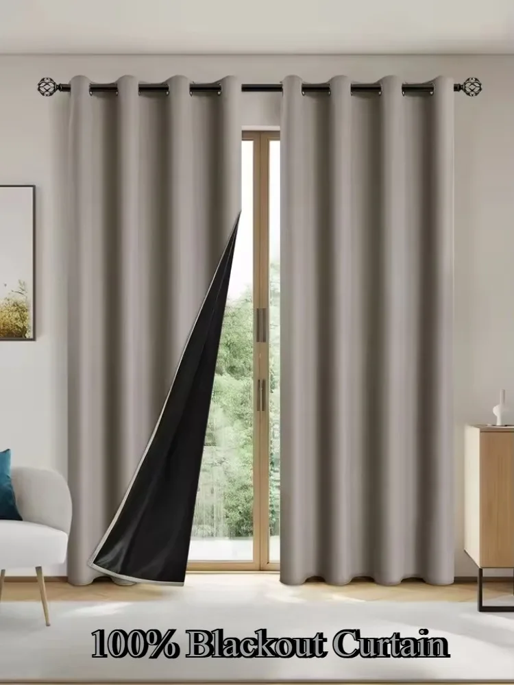 

Solid 100% Blackout Curtains UV Protection Shade Easy Sliding and Stylish Design Curtain for Living Room Bedroom Room Decoration