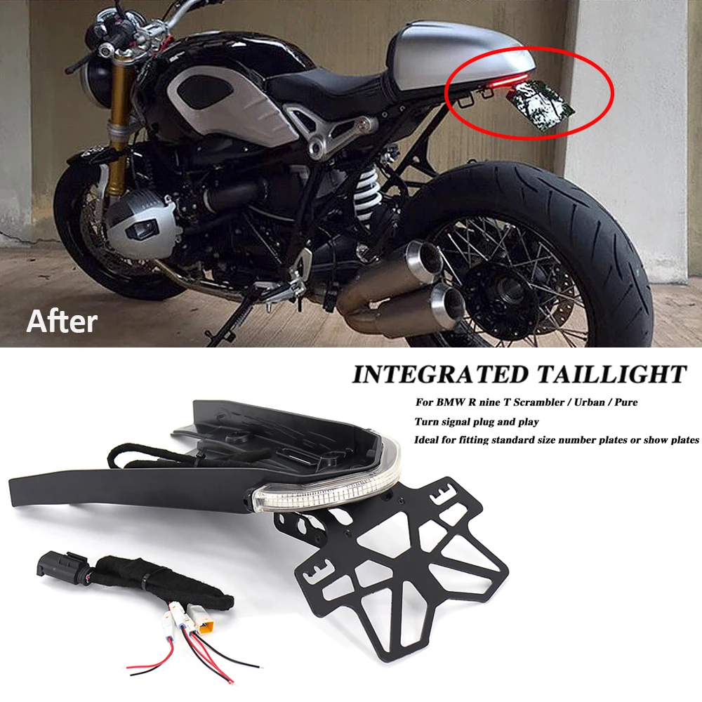 New For BMW R NINE T NINET RNINET RNINE T Scrambler Urban Turn Signal Holder Brake Tail Rear Light Motorcycle License Plate LED