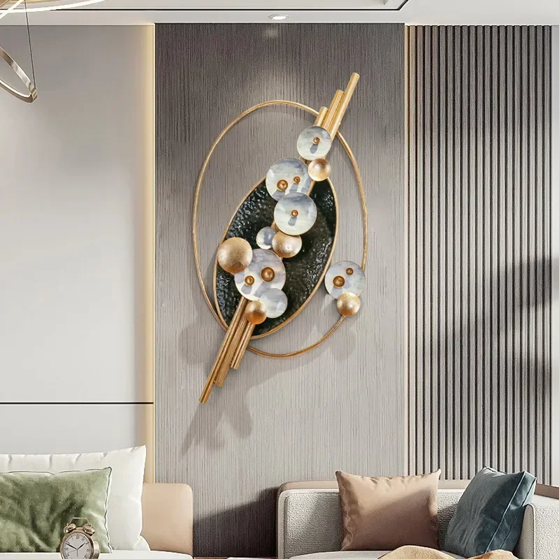 New 3D Wrought Iron Wall Art Chinese Creative Light Luxury Bedroom Bedside Pendant Restaurant Wall Hanging Decor