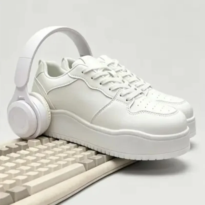 Unisex Board Shoes Spring Autumn Couples Casual Sneakers Smooth Finish Thick Flat Sole Minimalist Daily Commute Footwear