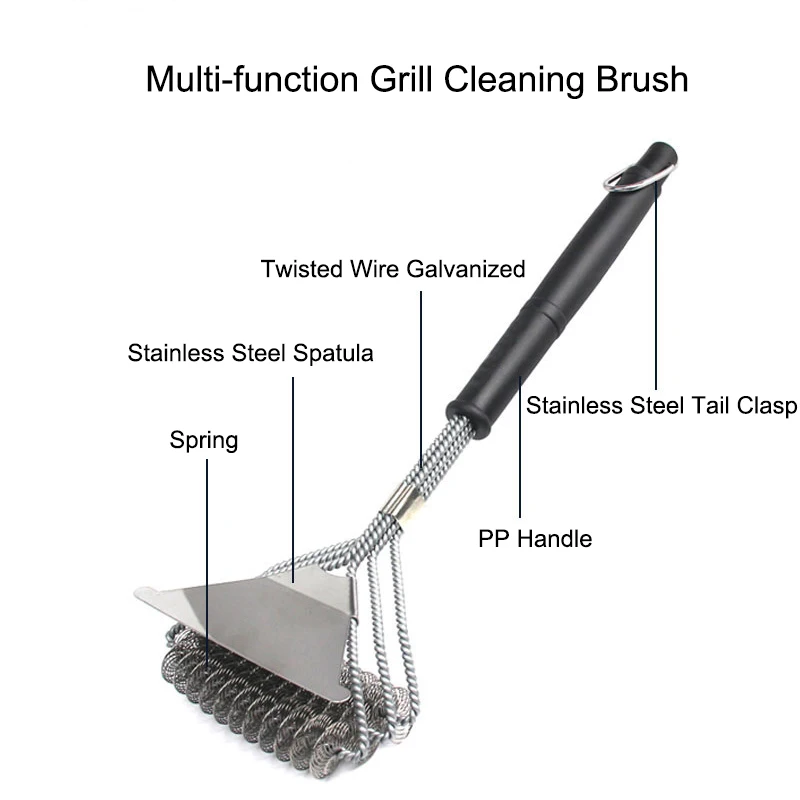 Grill Brush Scraper Bristle,Safe BBQ Brush for Grill, Stainless Grill Grate Cleaner, Safe Grill Accessories for Porcelain/Weber