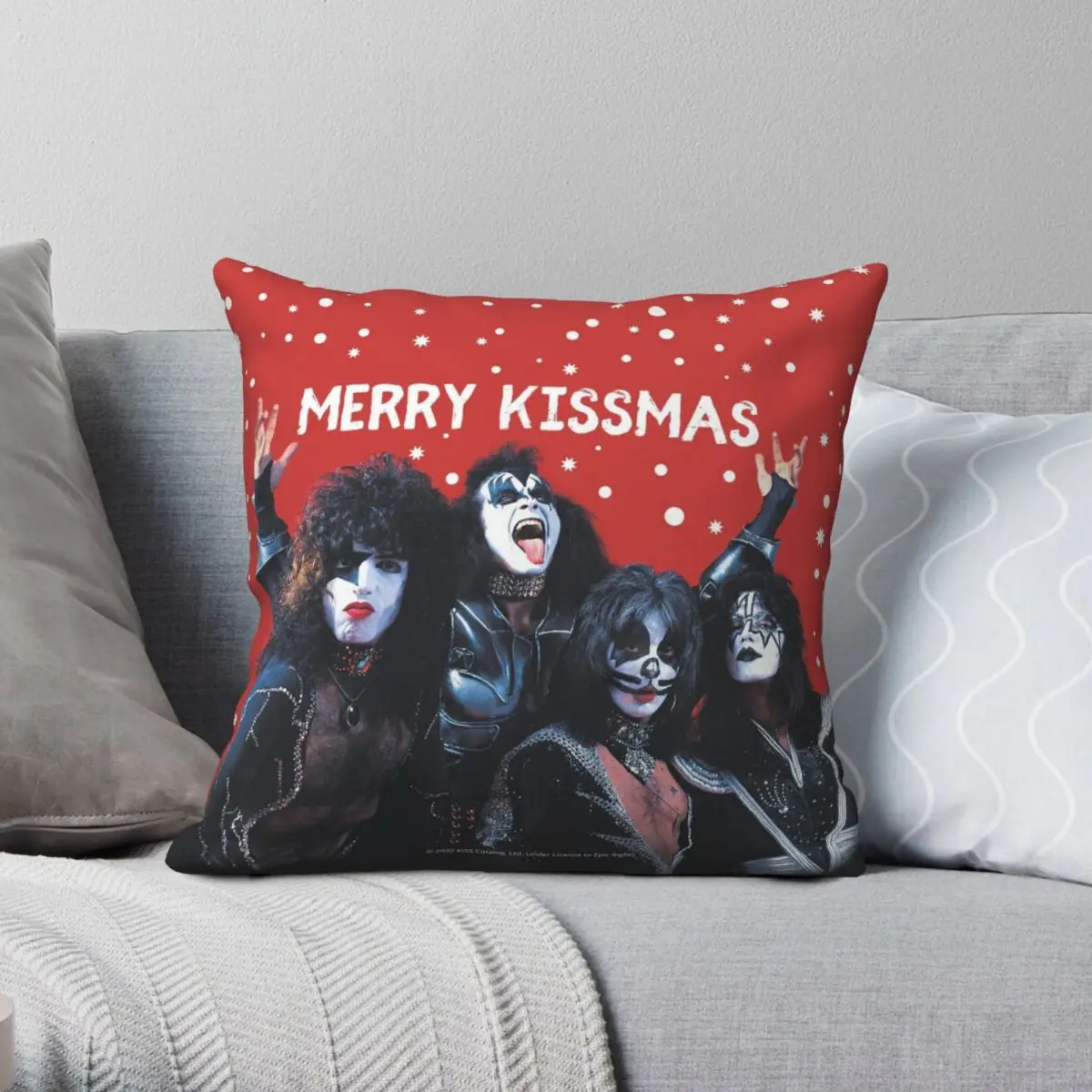 Merry Kissmas Square Pillowcase Polyester Linen Velvet Creative Zip Decor Throw Pillow Case Bed Cushion Cover