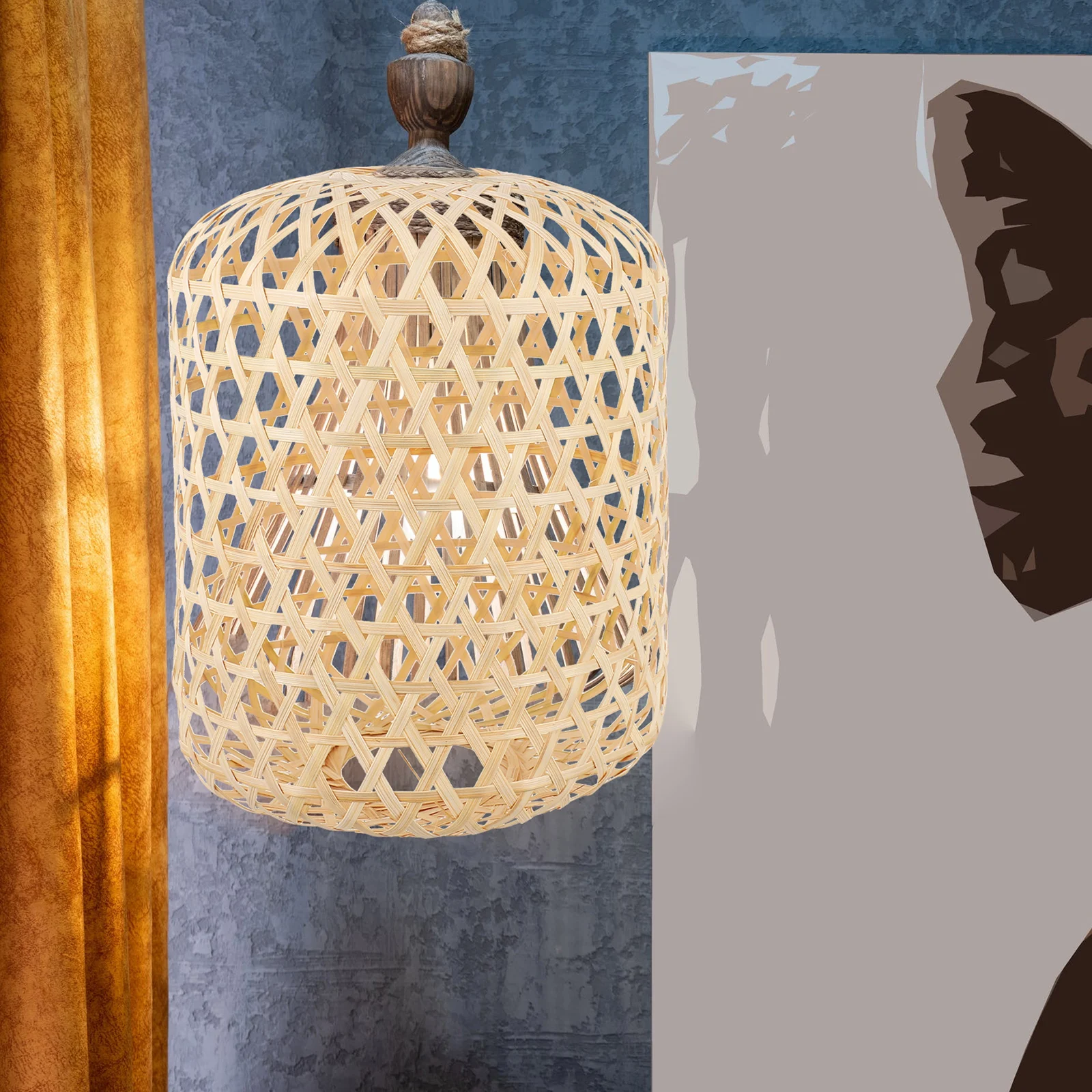 

Bamboo Lampshade Weaving Cover Pendant Ch Durable Multi Functional Home Decor Bedroom Living Room Study Garden Kitchen