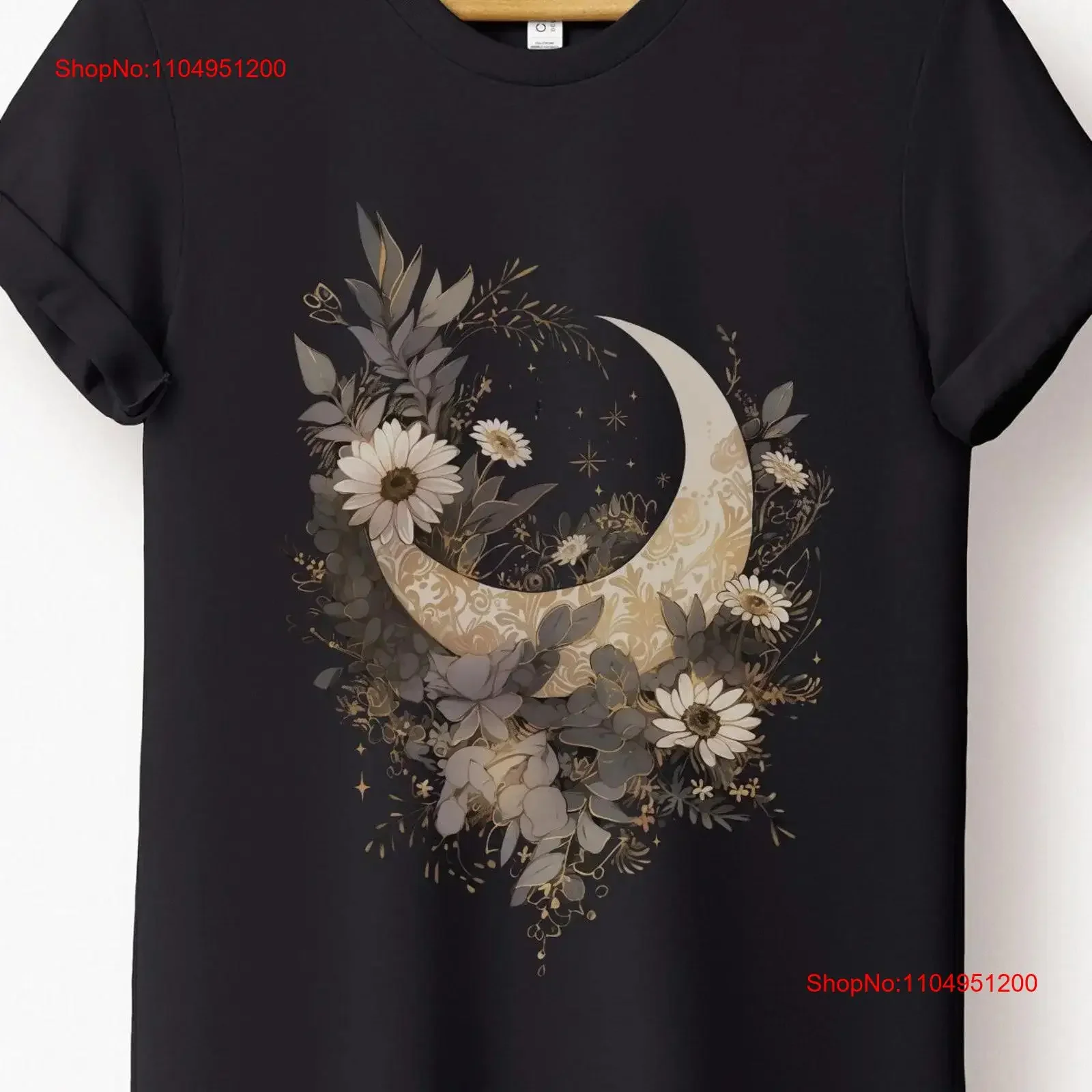 

Небесная футболка Солнце и Луна Золотая фаза Цветочные ведьминские фазы Бохо винтажный стираный графический Удобный универсальный унисекс