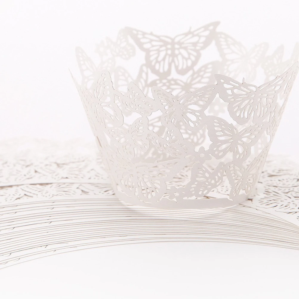 

20 Pcs Cake Cups Elegant Paper Dessert Bowls Muffin Liners Hollow Out Wrapper Disposable Baking Presentation Wedding