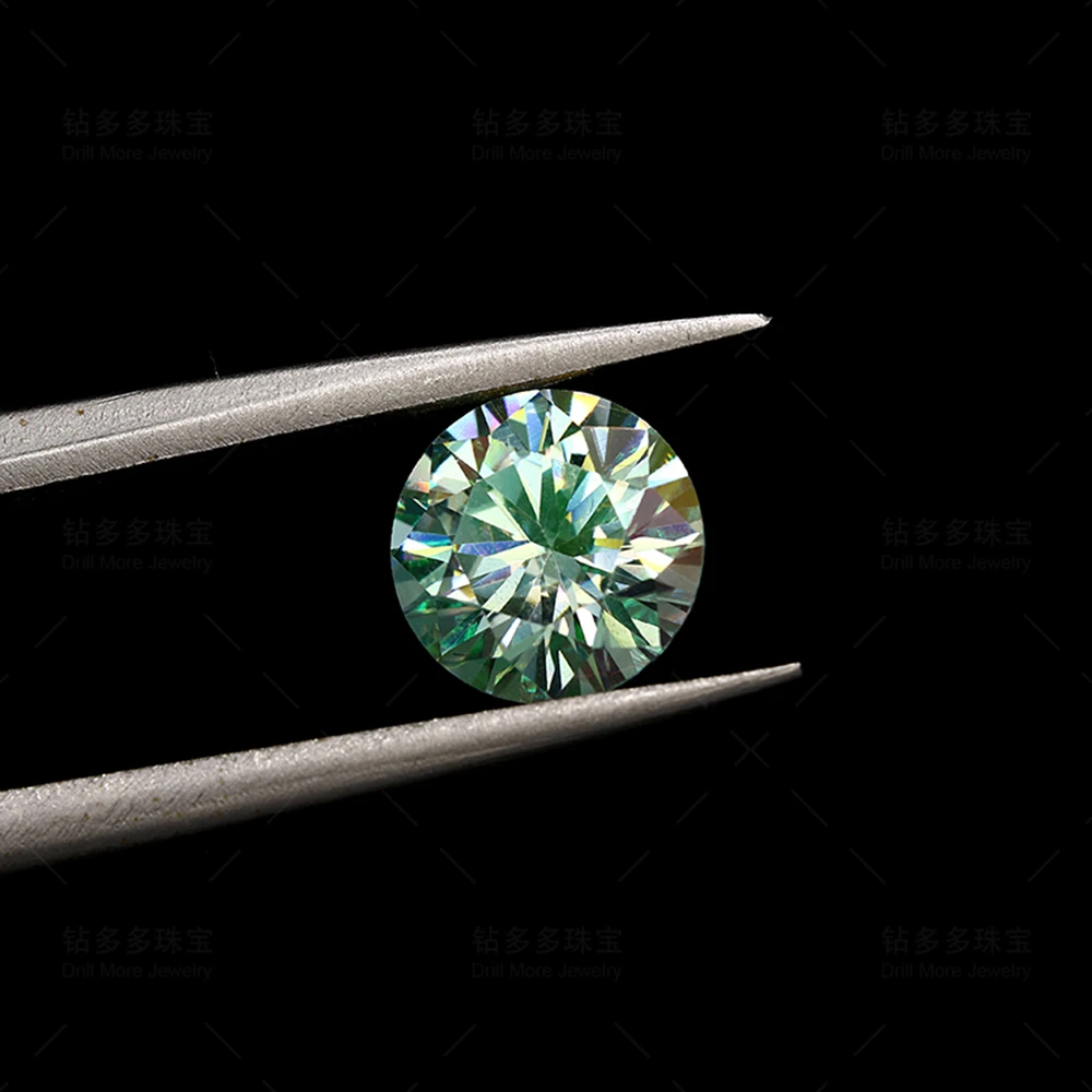 Moissanite pietra sciolta verde 6.5mm un carato rotondo classico diamante rotondo forza di taglio fornitura diretta in fabbrica all'ingrosso