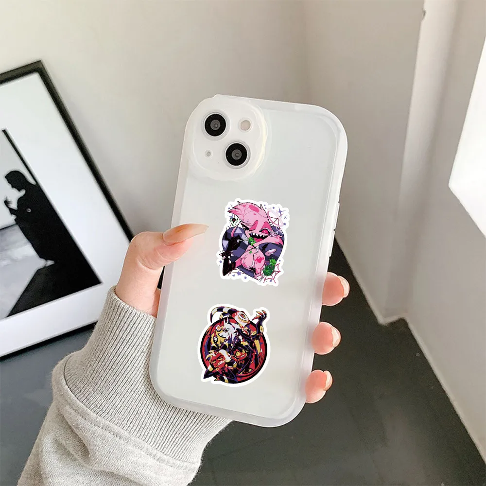 50 листов острых наклеек в стиле аниме Helluva Boss-наклейки с героями мультфильмов для мотоциклетных шлемов и музыкального фестиваля «сделай сам»