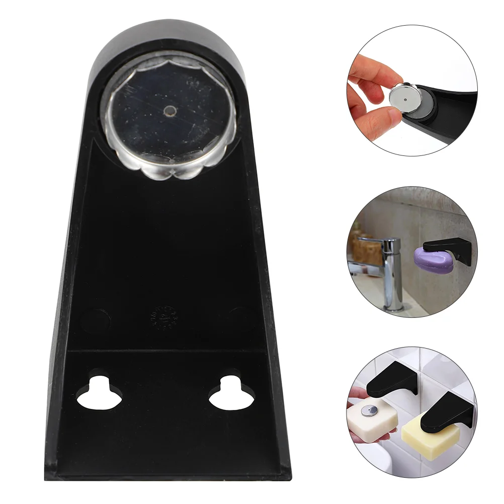 

2 Pcs Magnetic Soap Holder for Shower Holders Attachment Bracket Black Abs Organizer