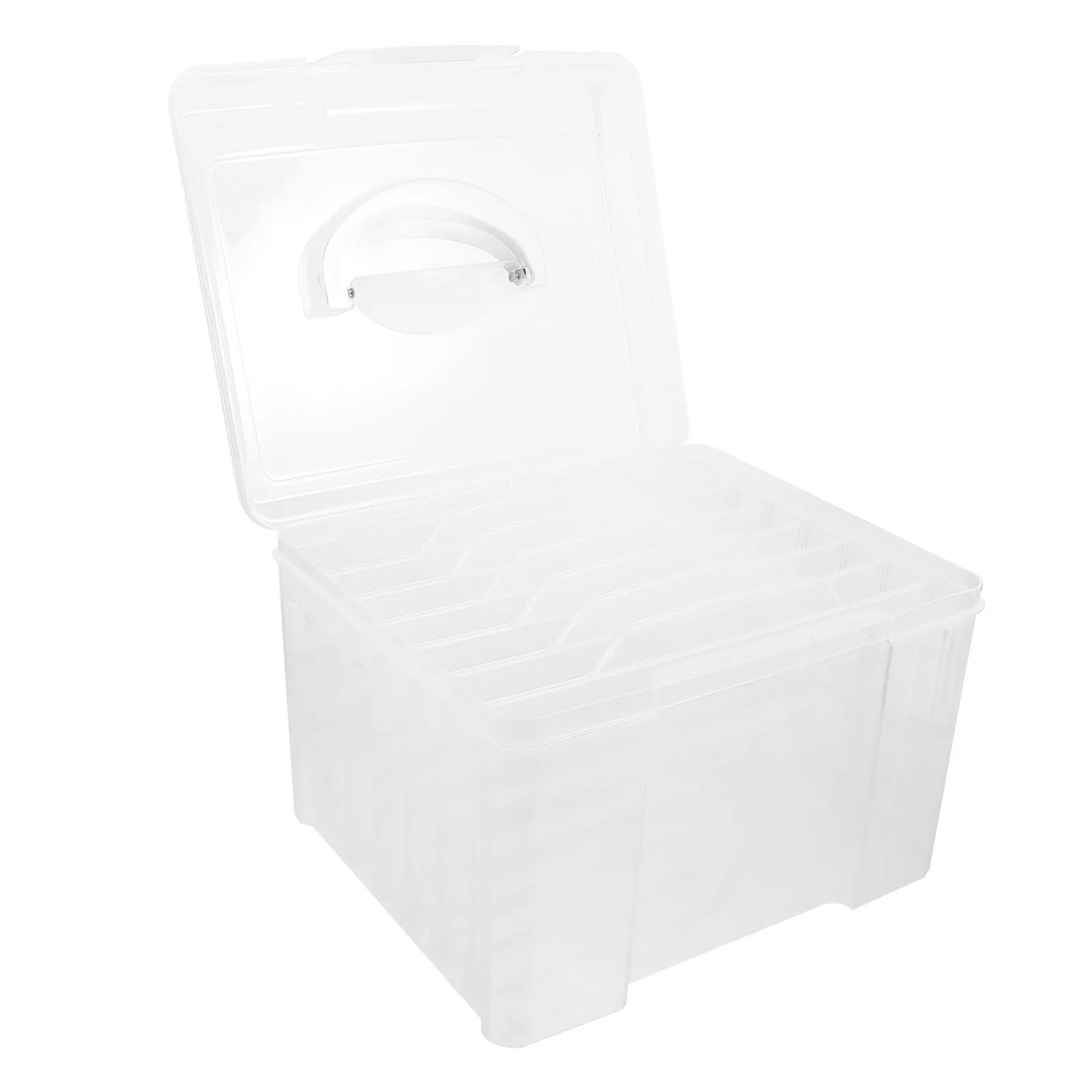 

6-Grid Transparent Plastic File Organizer Box for Documents Papers Certificates Greeting Cards Magazine Protectors Portable