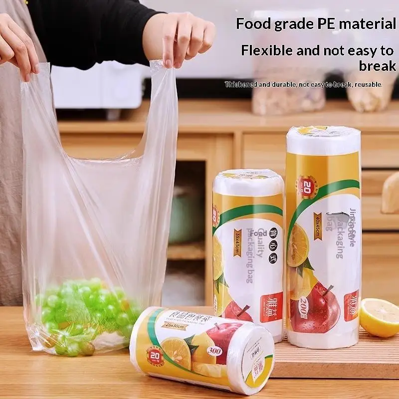 New·200/300/500pcs Food Grade PE Home Use Food Preservation Bag Microwave Oven Refrigerator Continuous Roll Point