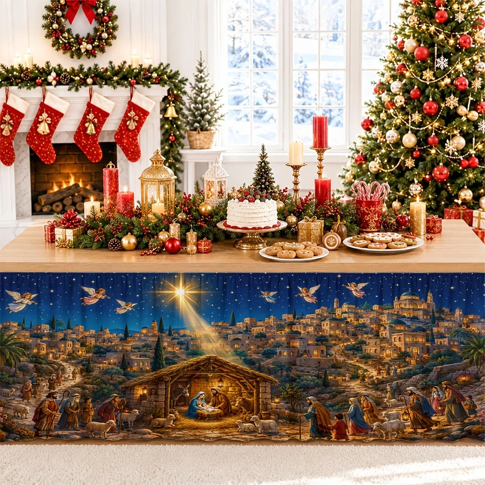 Christmas religious tradition golden light angel shepherds' celebration dinner table banquet party worship activity