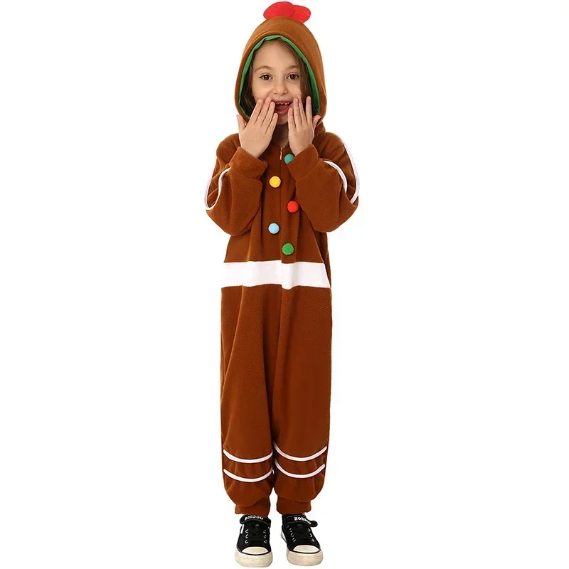 2024 nuovo arrivo adorabile unisex Capodanno vacanza cosplay bambini Natale tuta bambino costume da uomo di pan di zenzero