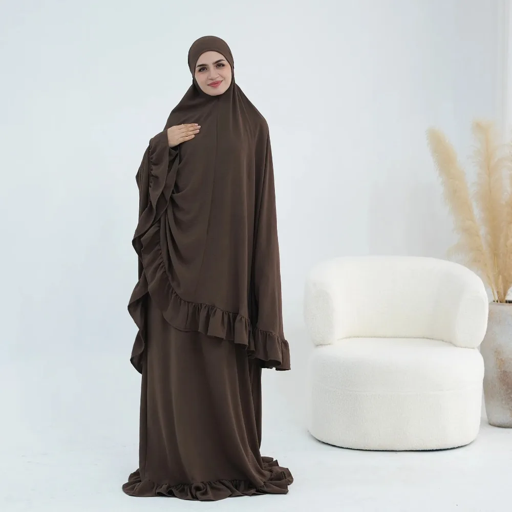 

Модальный хлопковый молитвенный комплект, женское длинное платье химара без рукавов, эластичное мусульманское платье EID Ramadan, веревка, хиджаб Химар, комплект из 2 предметов, джилбаб