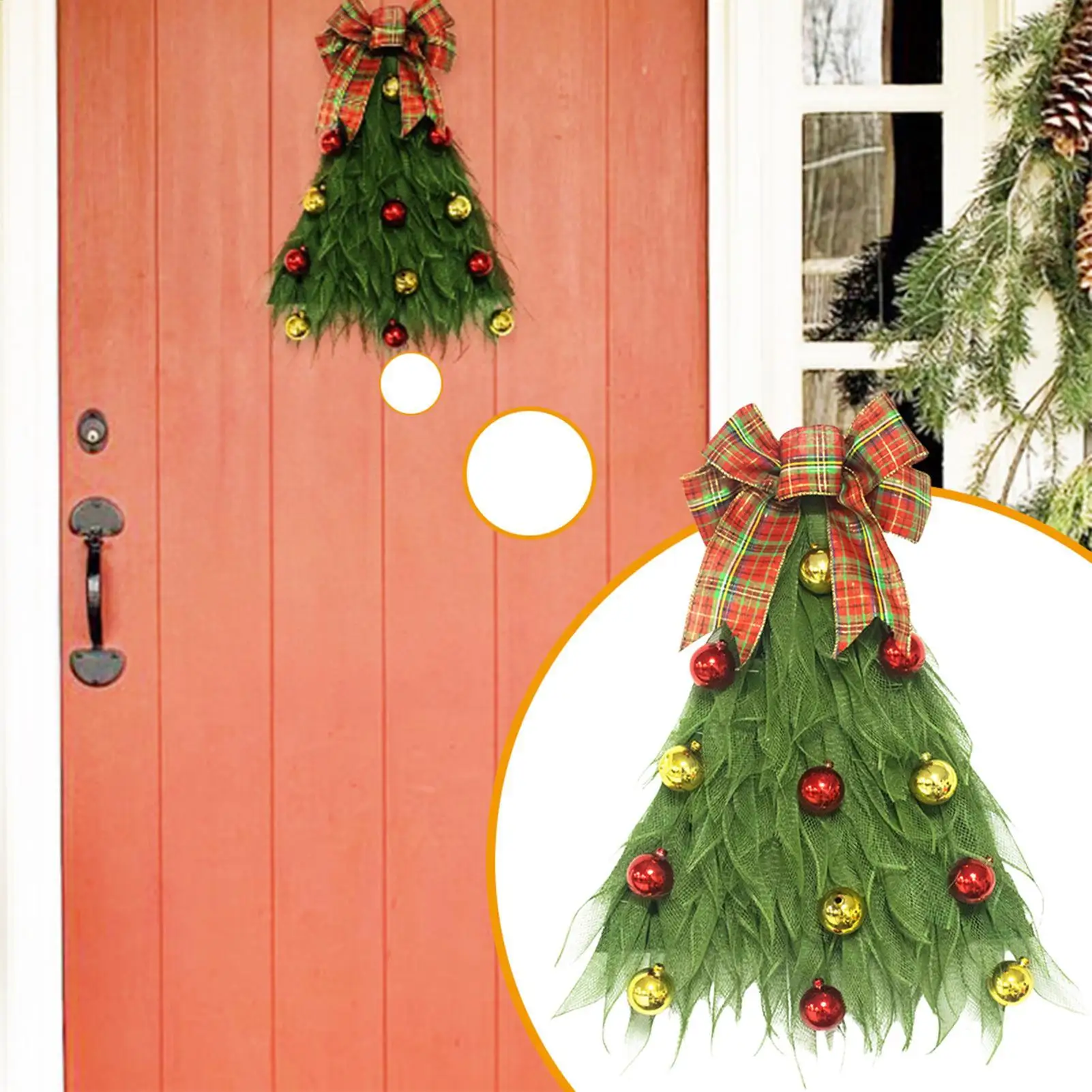 

Рождественский венок для входной двери, реалистичная гирлянда в форме дерева в деревенском стиле, искусственная гирлянда, декоративный венок для стены, крыльца