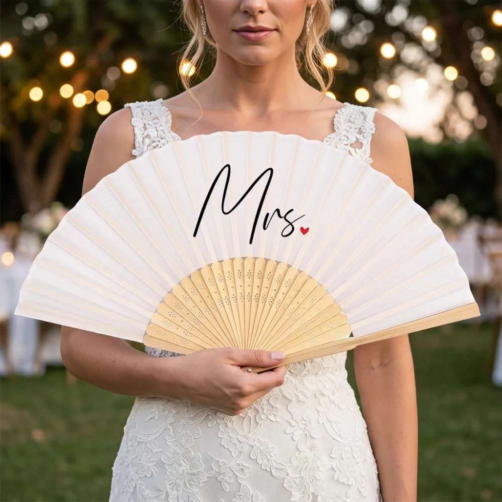 Large Mr Mrs Hand Fan Fan Crafts Handmade Husband Wife Couple Hand Fan Romantic Party Decoration Bride Groom Wedding Fan