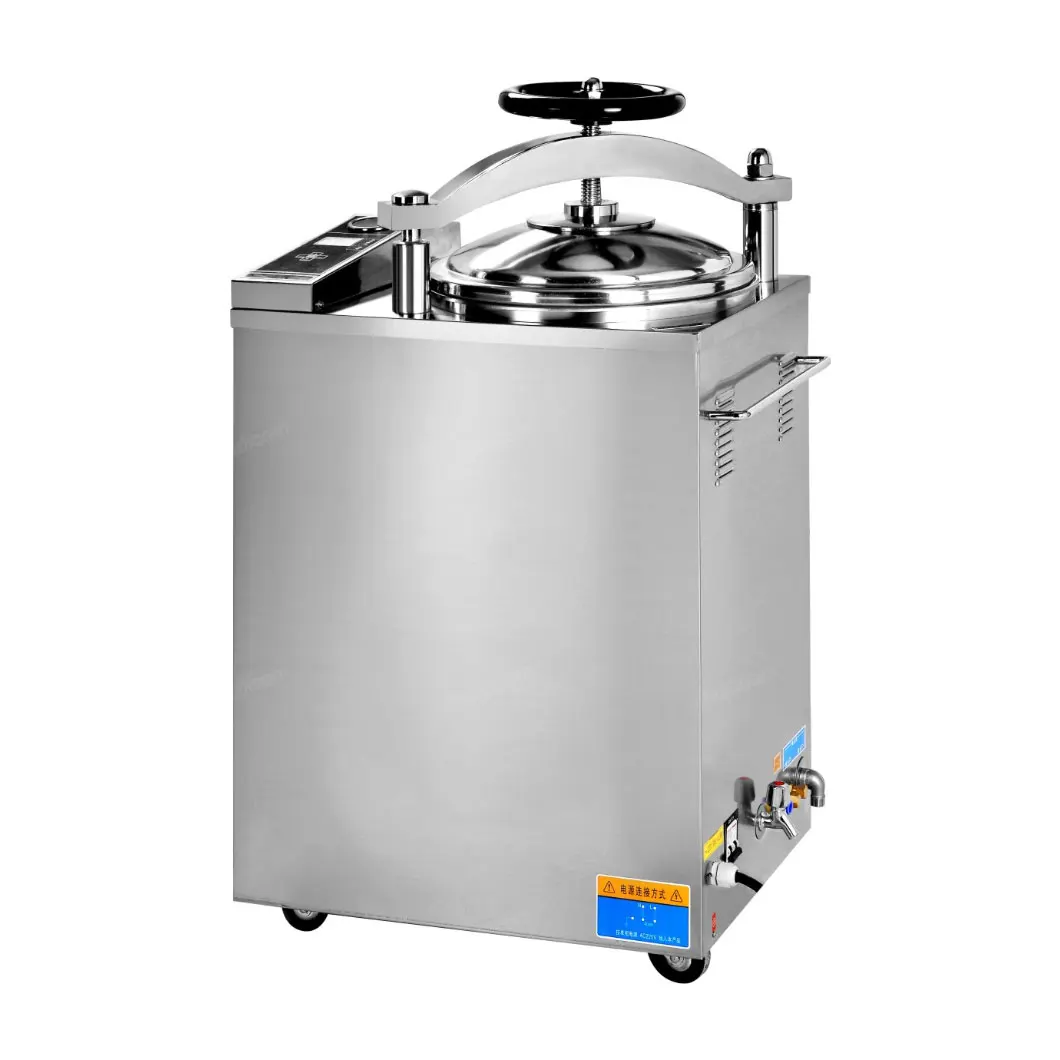 Handwheel digital display 50L 75L 100L vertical high pressure steam sterilizer autoclave