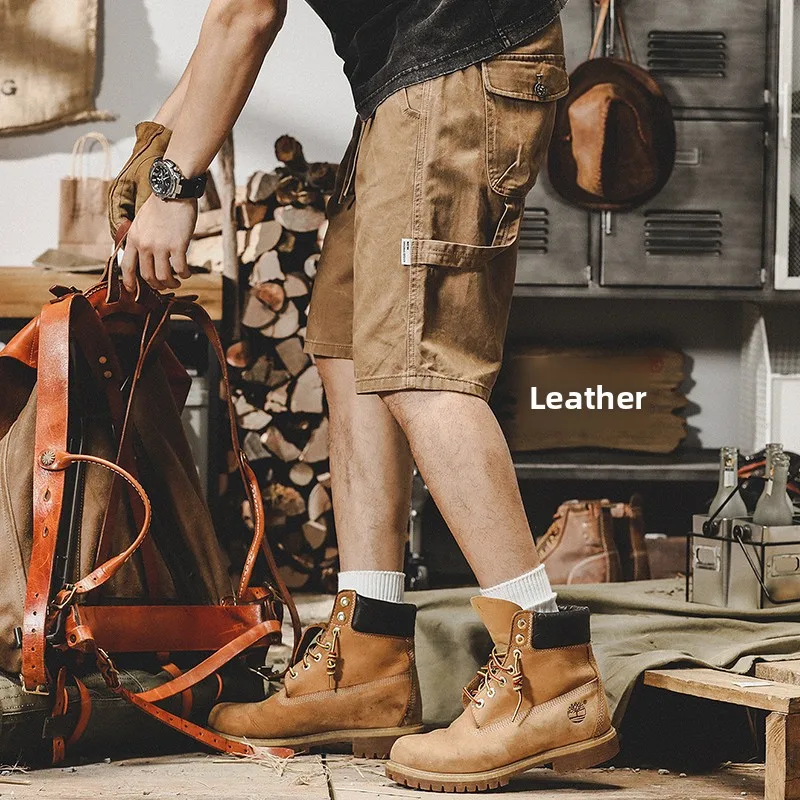 American Sle Retro Workwear orts Uomo Estate Trendy Allentato Dritto Casual Pantaloni a Cinque Punti Cotone Traspirante Gioventù Faion