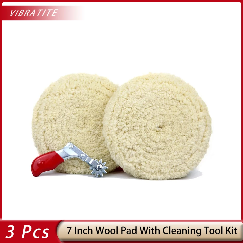 Multi-Purpose 3 Pcs 7 Inch Wool Pad with Cleaning Tool Polishing Wheel Set for Household Clothes Cleaning