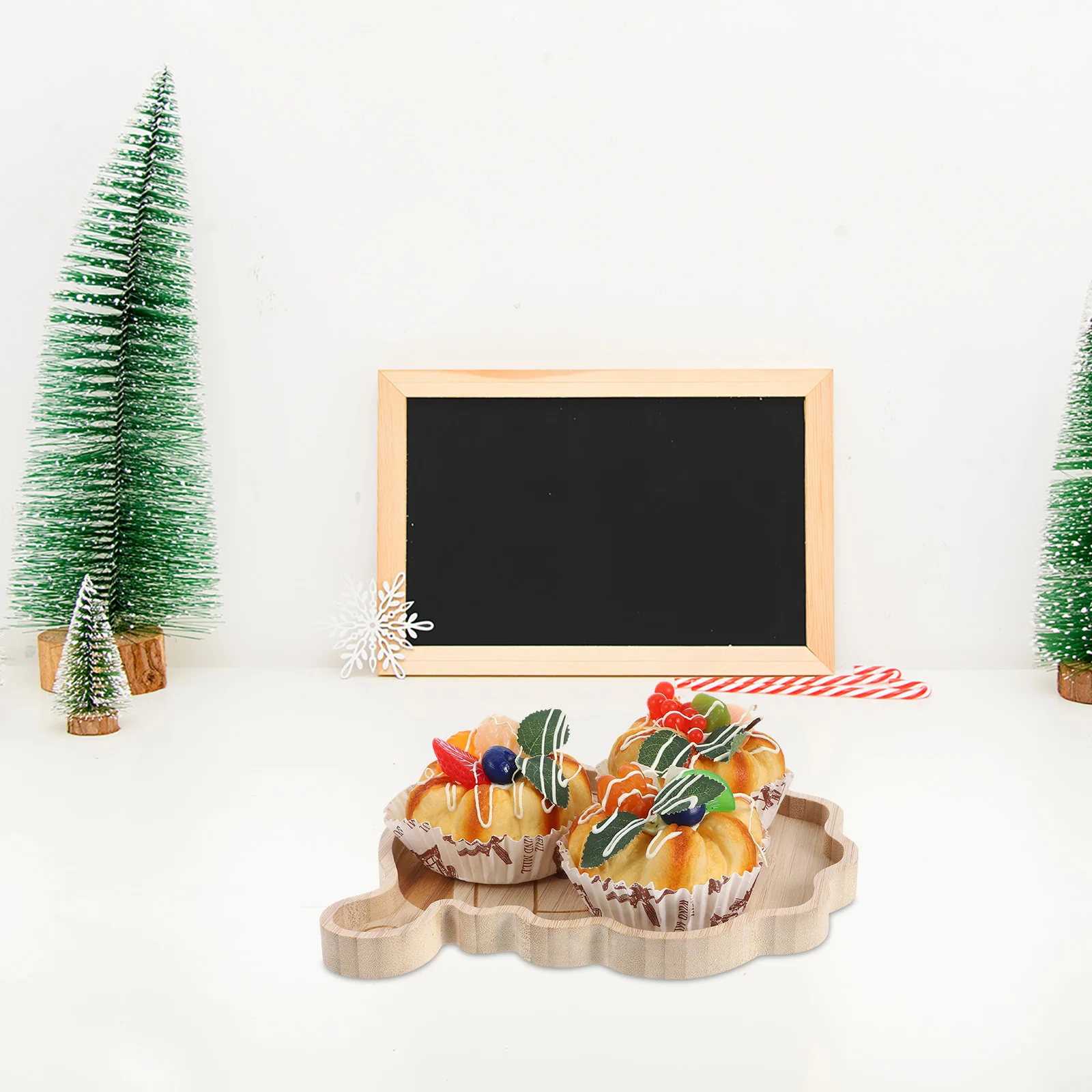 

Santa Clause Wood Serving Tray Christmas Carved Wooden Platter Xmas Snack Tray Food Serving Board Holiday Table Decor