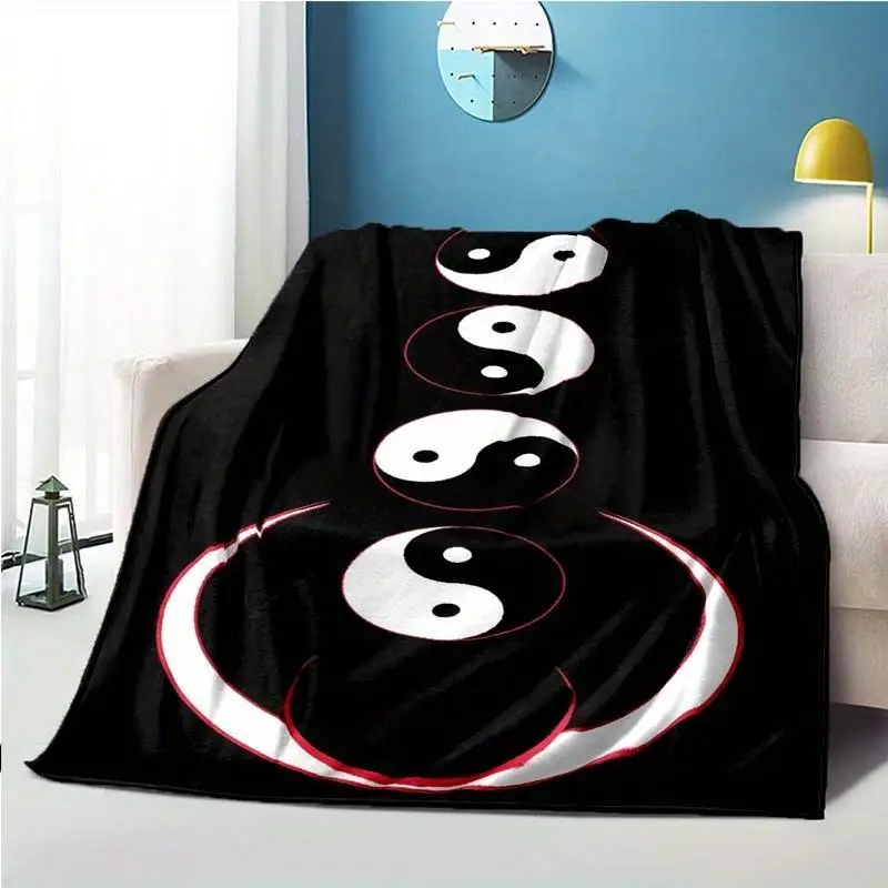 Tai Chi Text Print Blanket Four Different Shapes Of Tai Chi Pattern Birthday Gift For Friends and Family Who Love Tai Chi