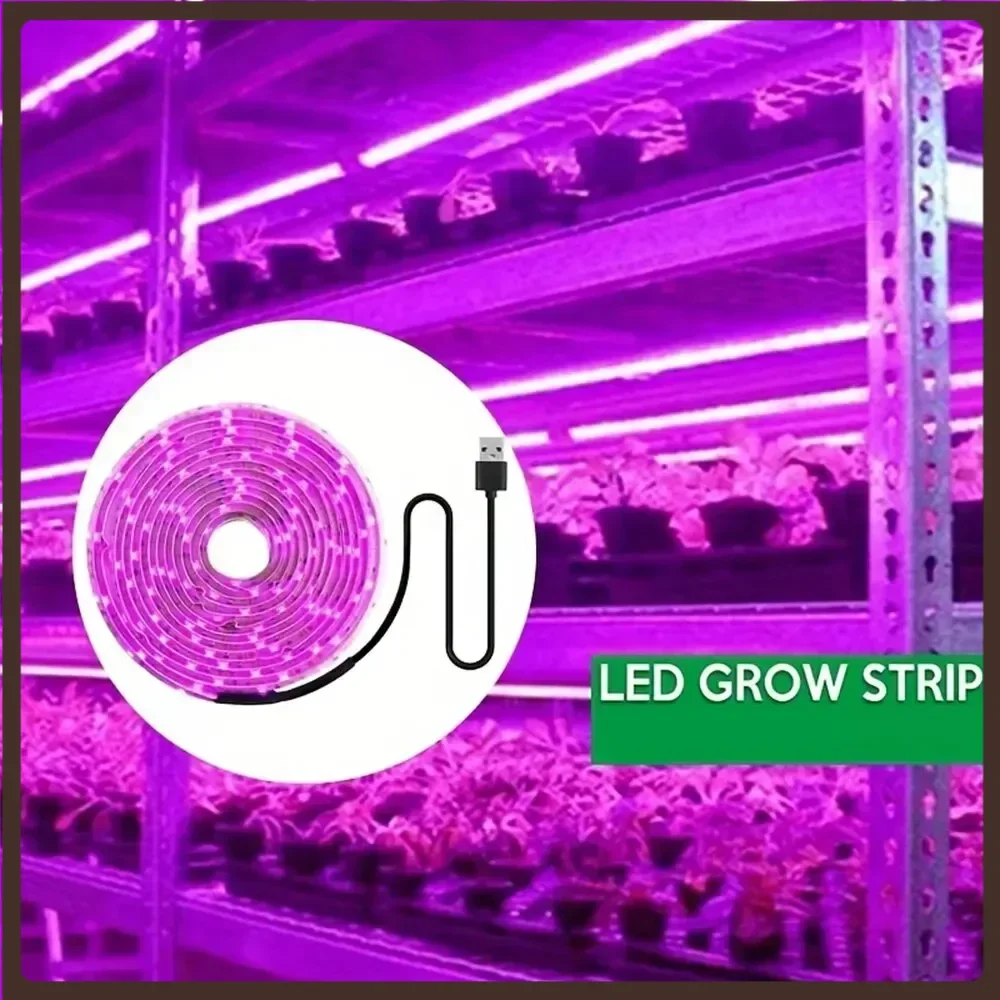 Bande lumineuse LED pour culture de plantes, 5V, USB, 1-5m, puce pour serre, fleurs, semis, tente hydroponique