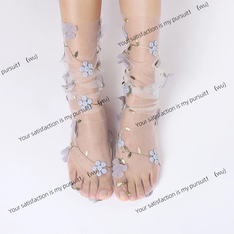 Sexy bud stockings female transparent breathable ultra-thin mesh tulle sweet cool socks fashionable gentle lady