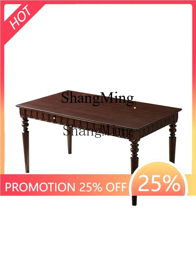 ZYY exquisite fashion medieval modern small apartment solid wood dining table retro rectangular household simple dining table