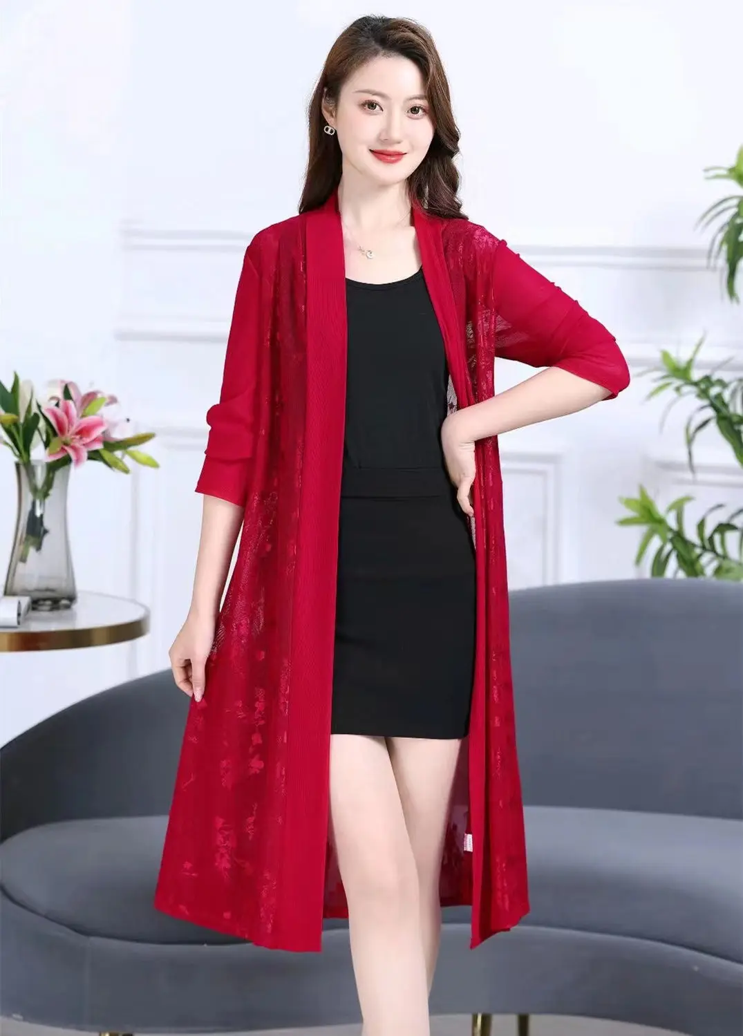 Scialle Jacquard di seta del ghiaccio donna estate lunga protezione solare vestiti femminile di grandi dimensioni maglia di pizzo cappotto Cardigan sottile di grandi dimensioni 5XL